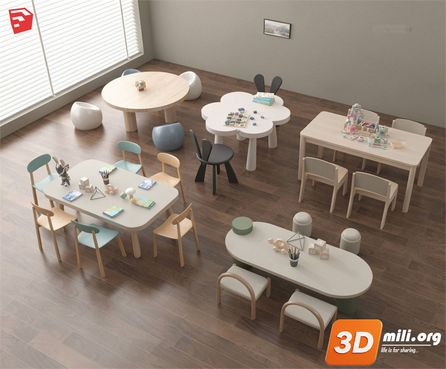 Kid's table and chairs Skp Files 